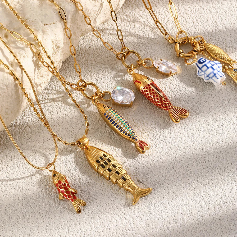 Mykonos 18K Gold Plated Fish Pendants