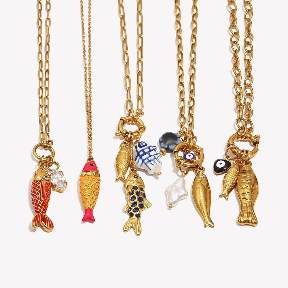 Mykonos 18K Gold Plated Fish Pendants