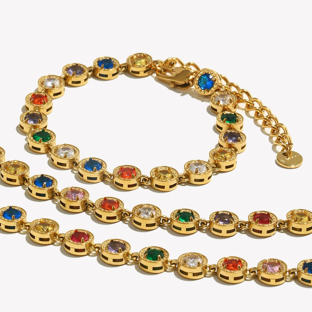 Sif 18K Gold Rainbow Necklace & Bracelet Set