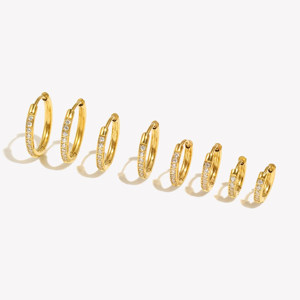 Metis 18k Gold Crystal Pave Huggie Hoops