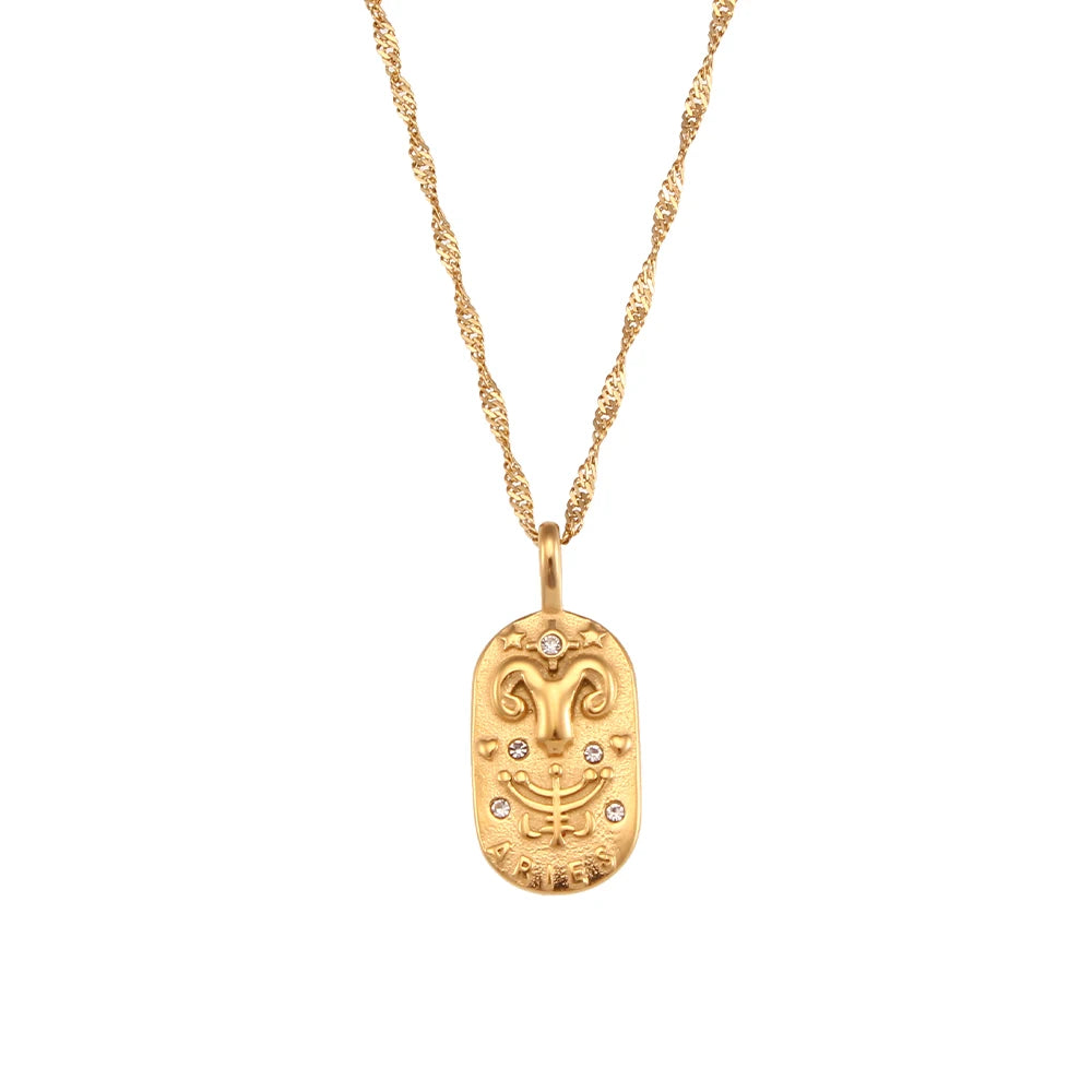 Freyja 18K Gold Plated Zodiac Pendant Necklace
