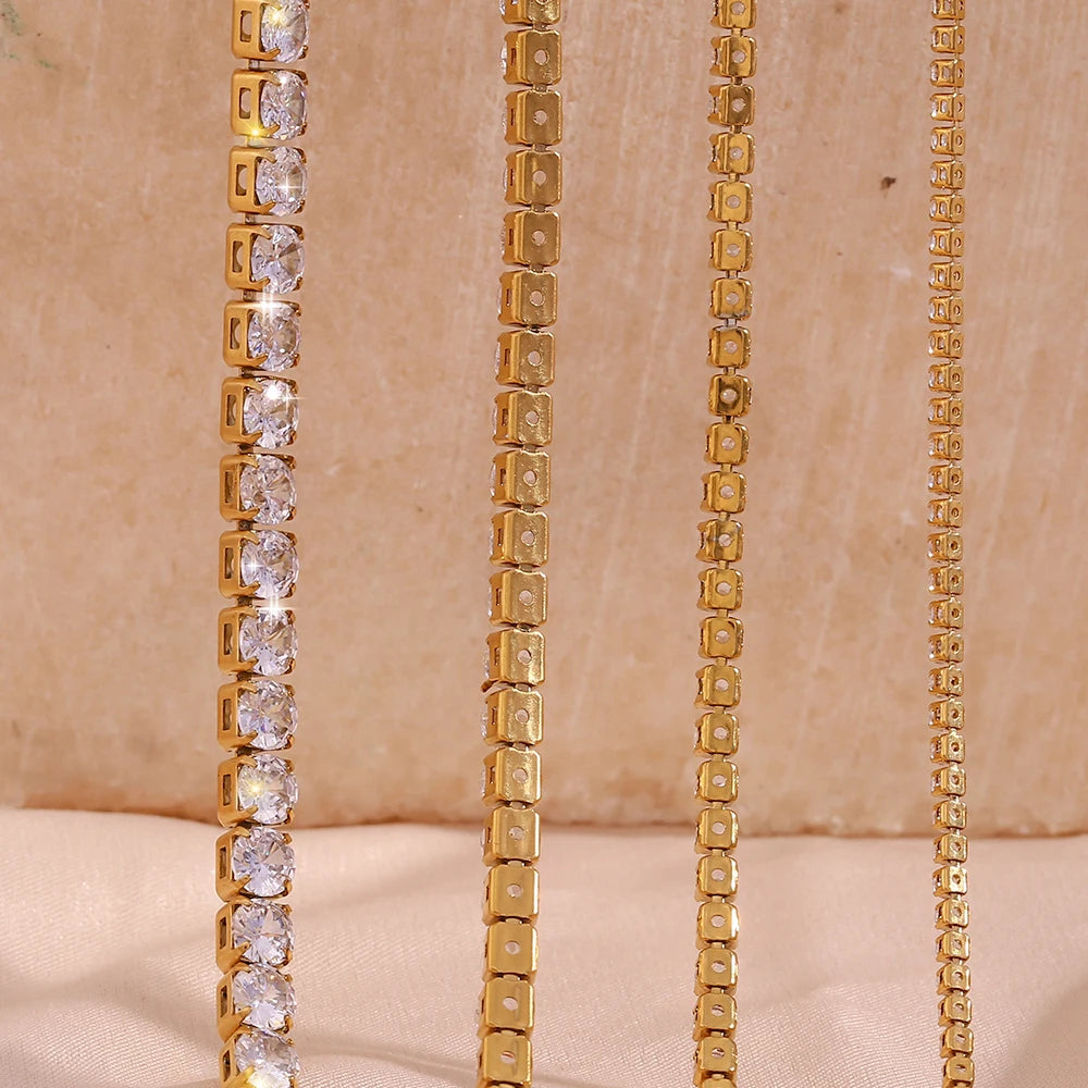 18K Gold & Silver Plated Tennis Necklace