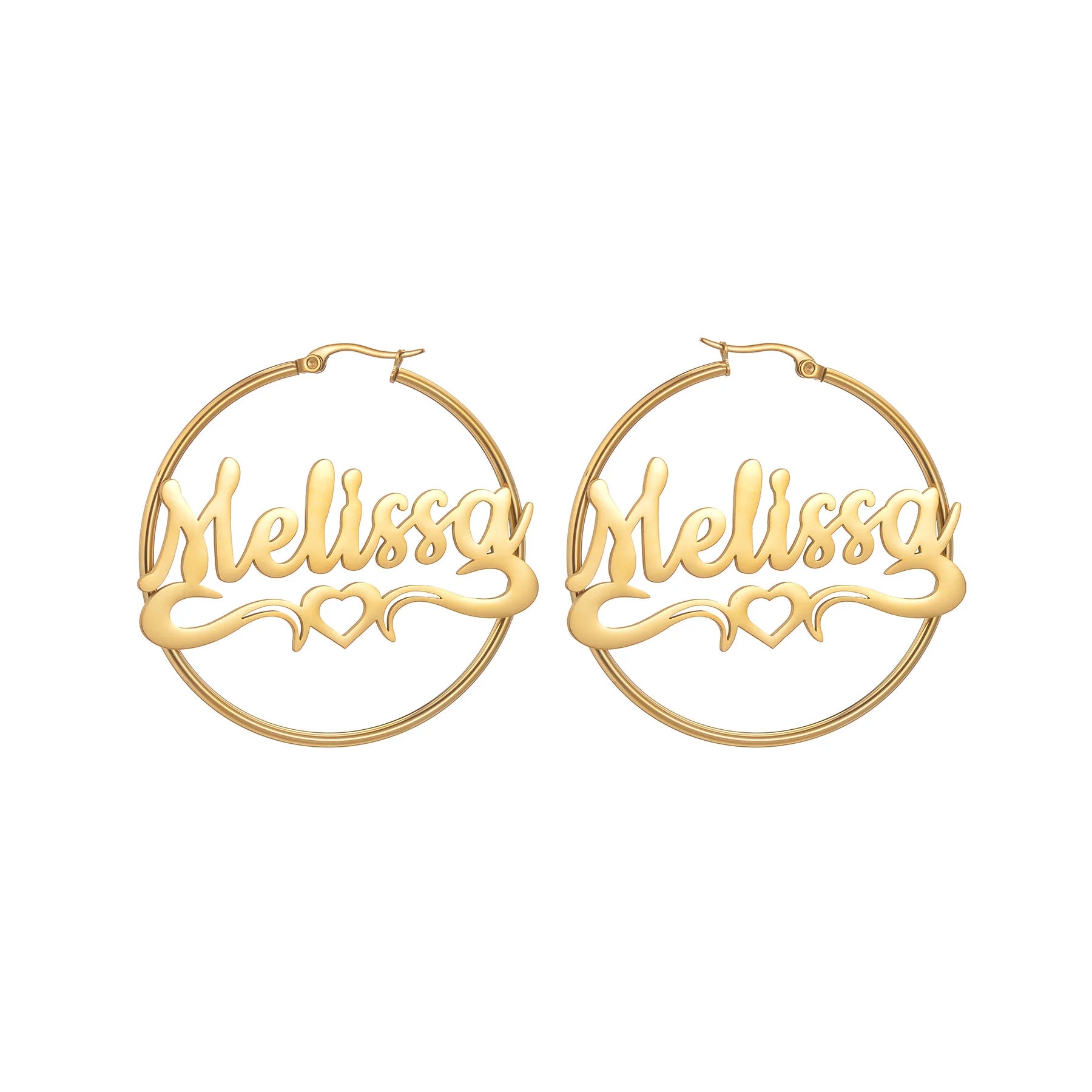 Aphrodite Custom Name Heart Hoops