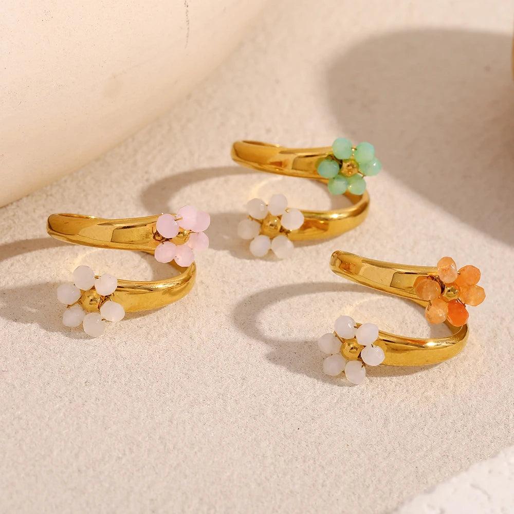 Áine Two Flower Opening Ring