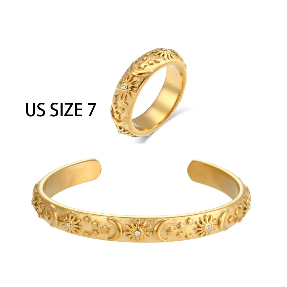 Sun, Stars, Moon 18K Gold Jewelry Set