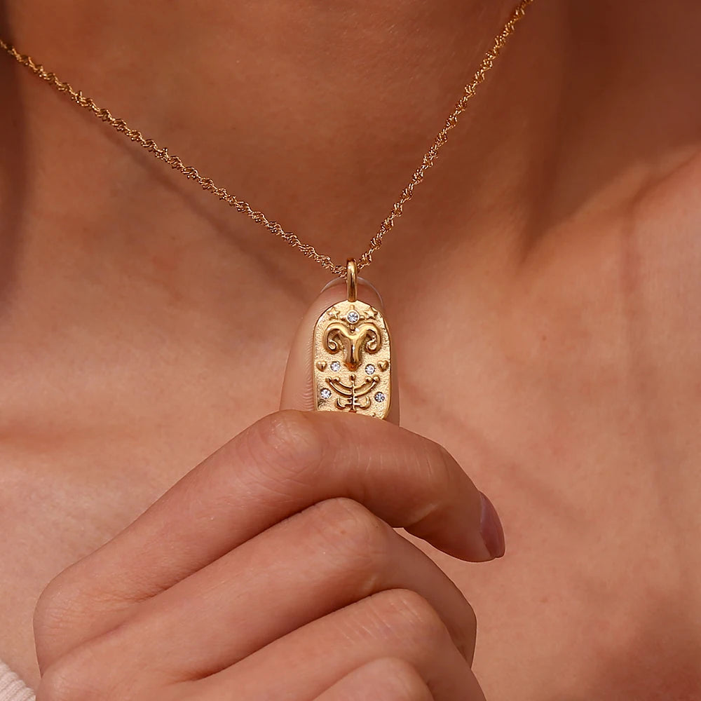 Freyja 18K Gold Plated Zodiac Pendant Necklace