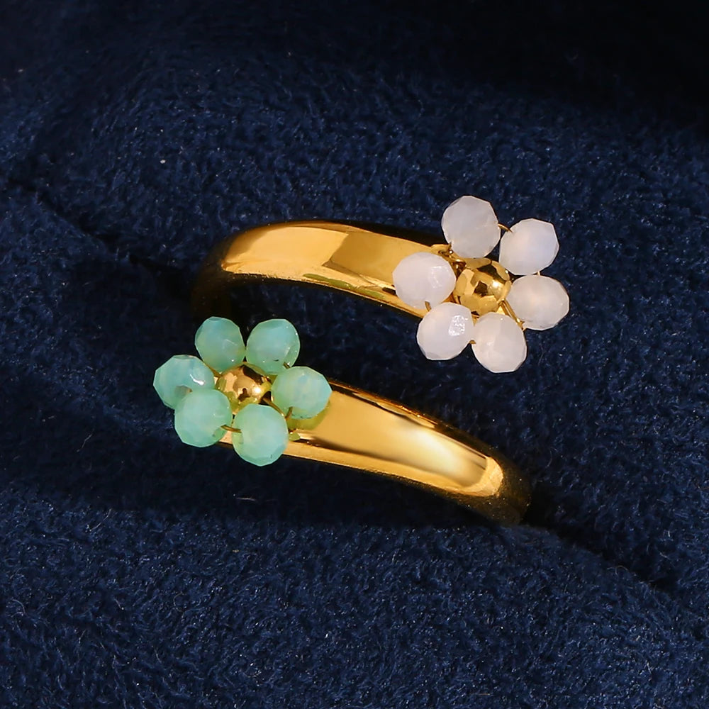 Áine Two Flower Opening Ring