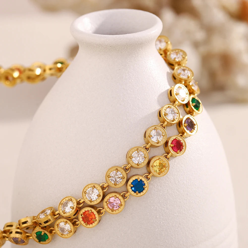Sif 18K Gold Rainbow Necklace & Bracelet Set
