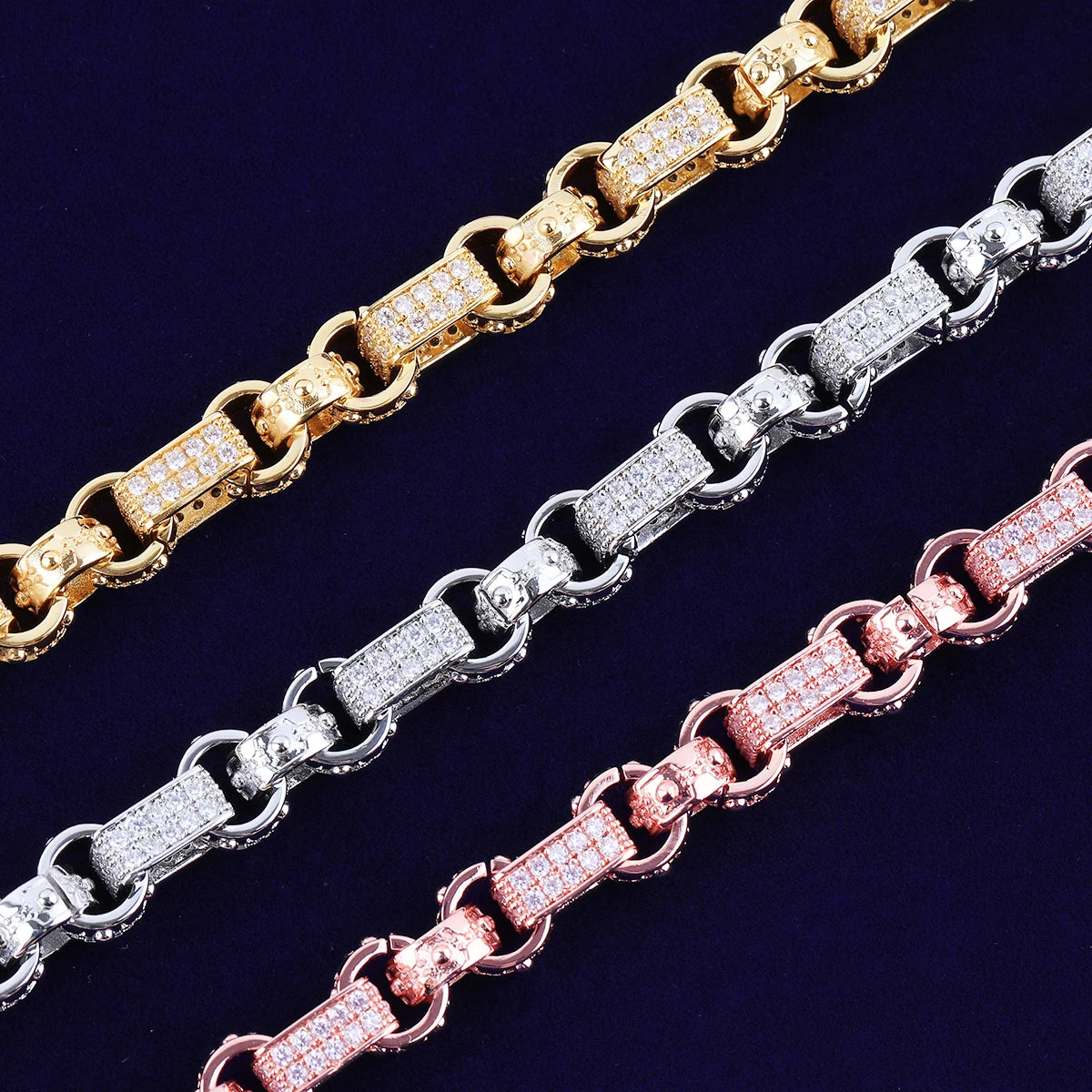 24K Gold Plated Gypsy Link Bracelet for Men