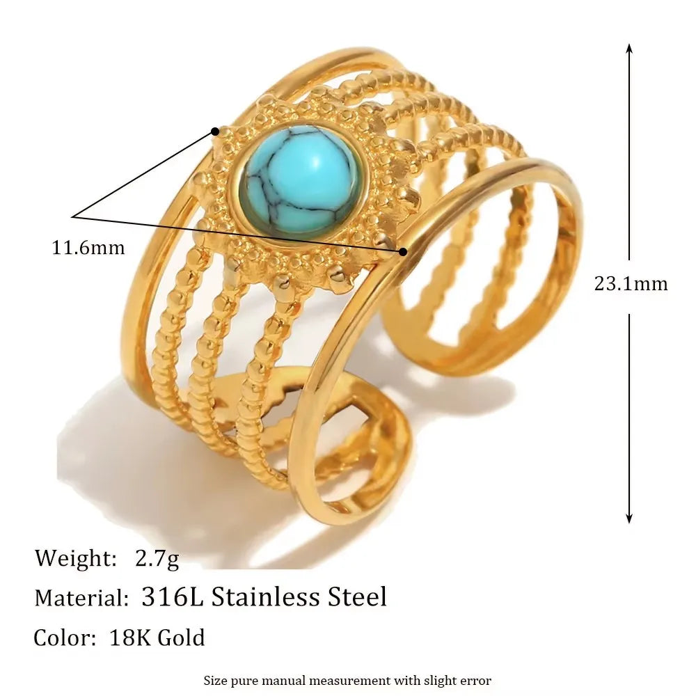 Turquoise Heart Open Ring