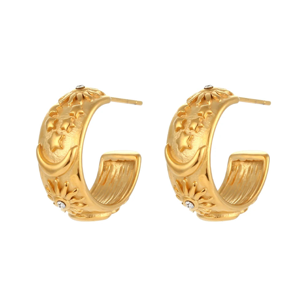 Sun, Stars, Moon 18K Gold Jewelry Set