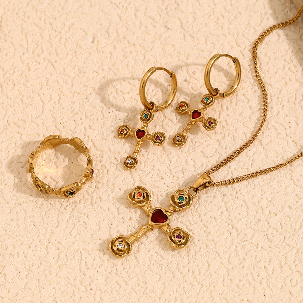 Airmid Rose & Cross Jewelry Set