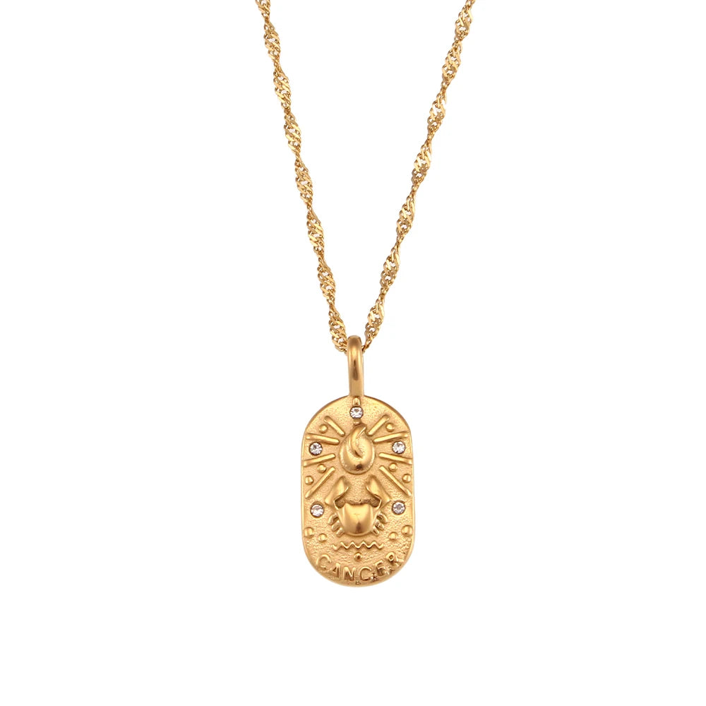Freyja 18K Gold Plated Zodiac Pendant Necklace