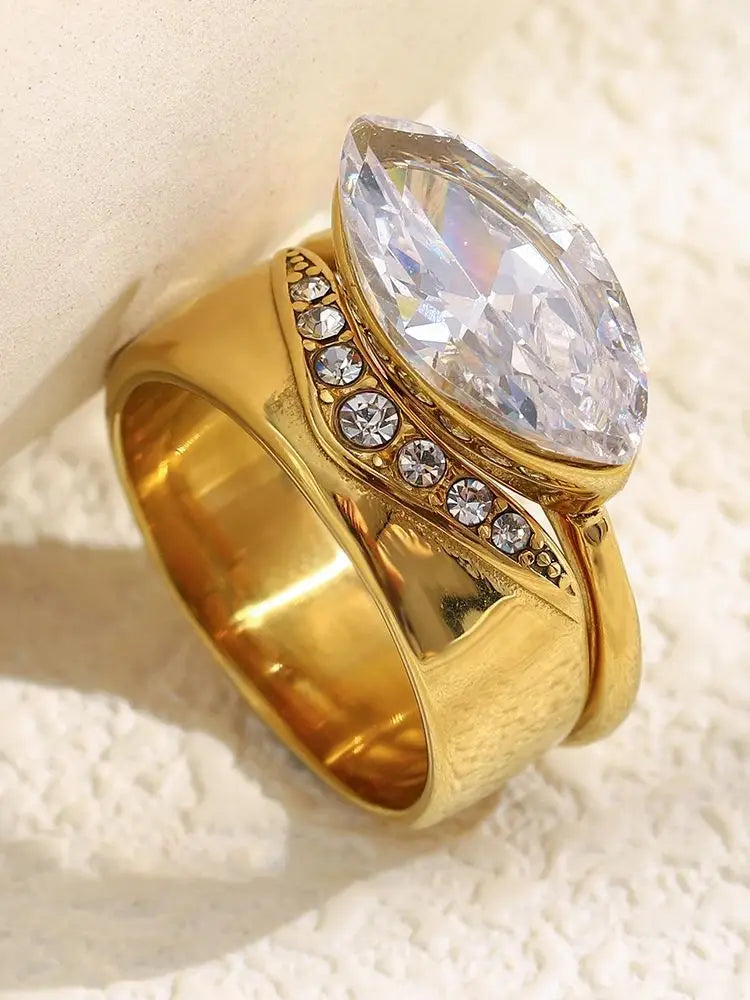 18K Gold Plated Double Layer Horse Eye Ring