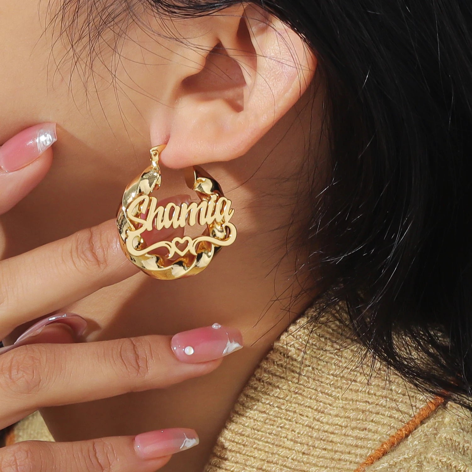 Hebe Kids Custom Name Heart Hoops