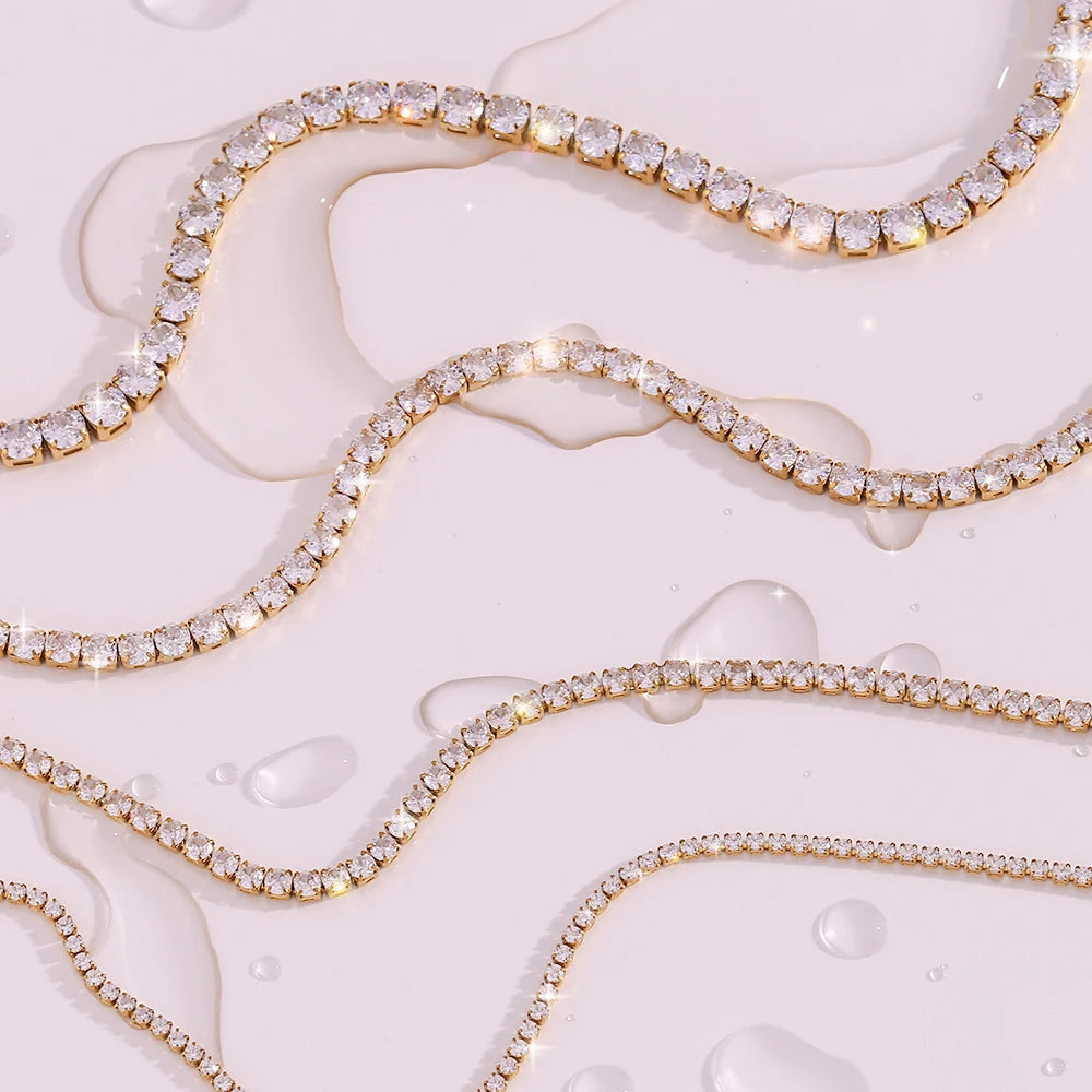 18K Gold & Silver Plated Tennis Necklace