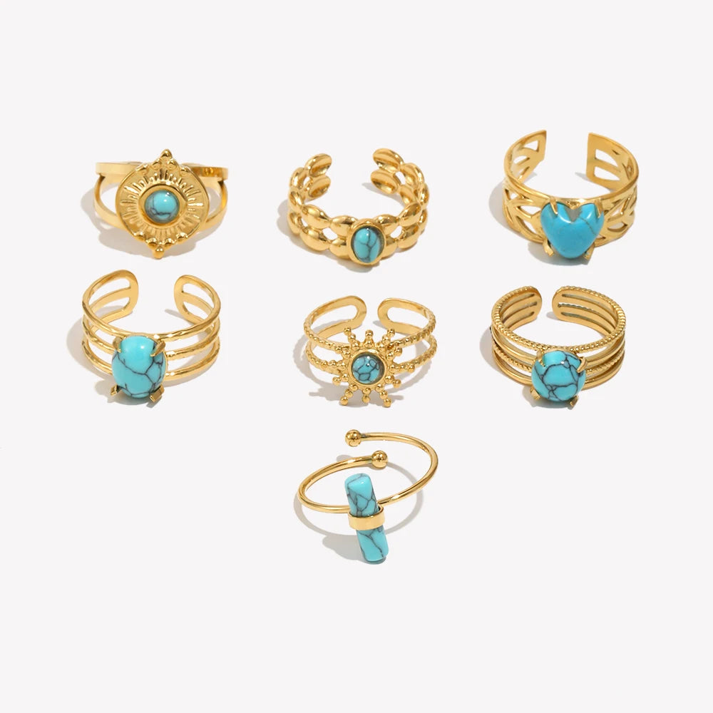 Turquoise Heart Open Ring