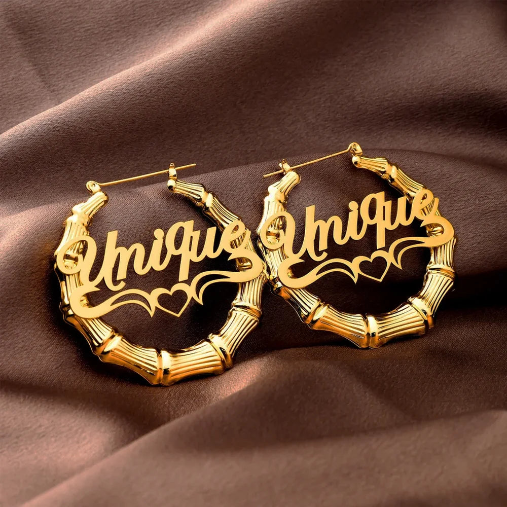 Custom Name Bamboo Hoops