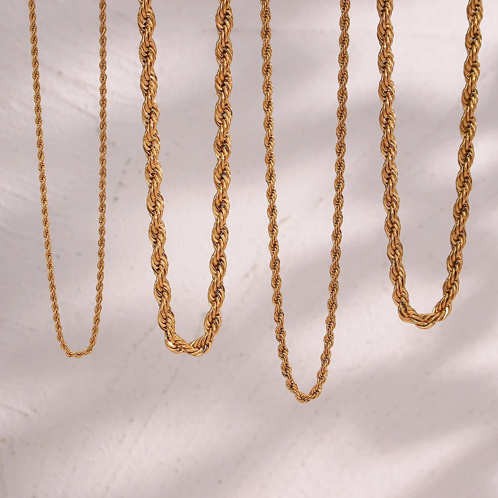 Niamh 18K Gold Twisted Rope Chain Choker & Bracelets