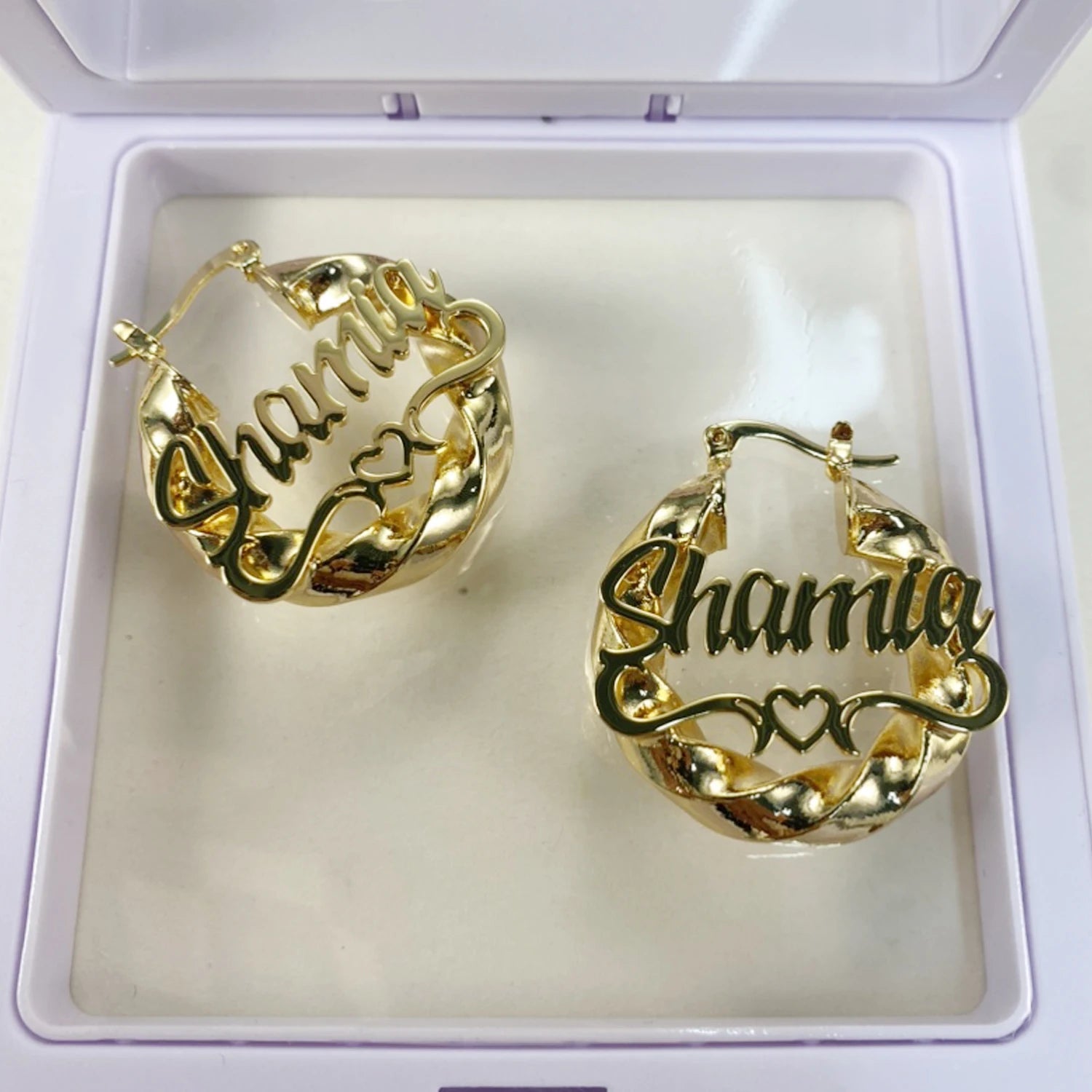 Hebe Kids Custom Name Heart Hoops