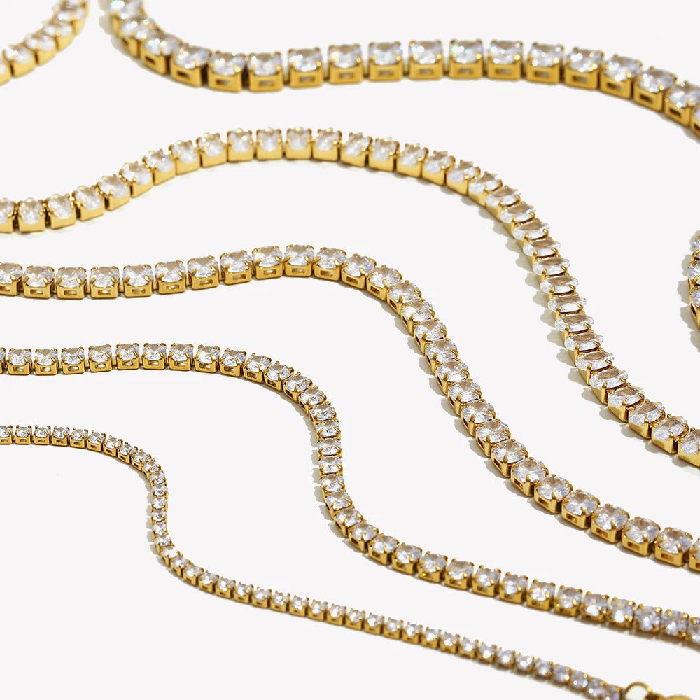 18K Gold & Silver Plated Tennis Necklace