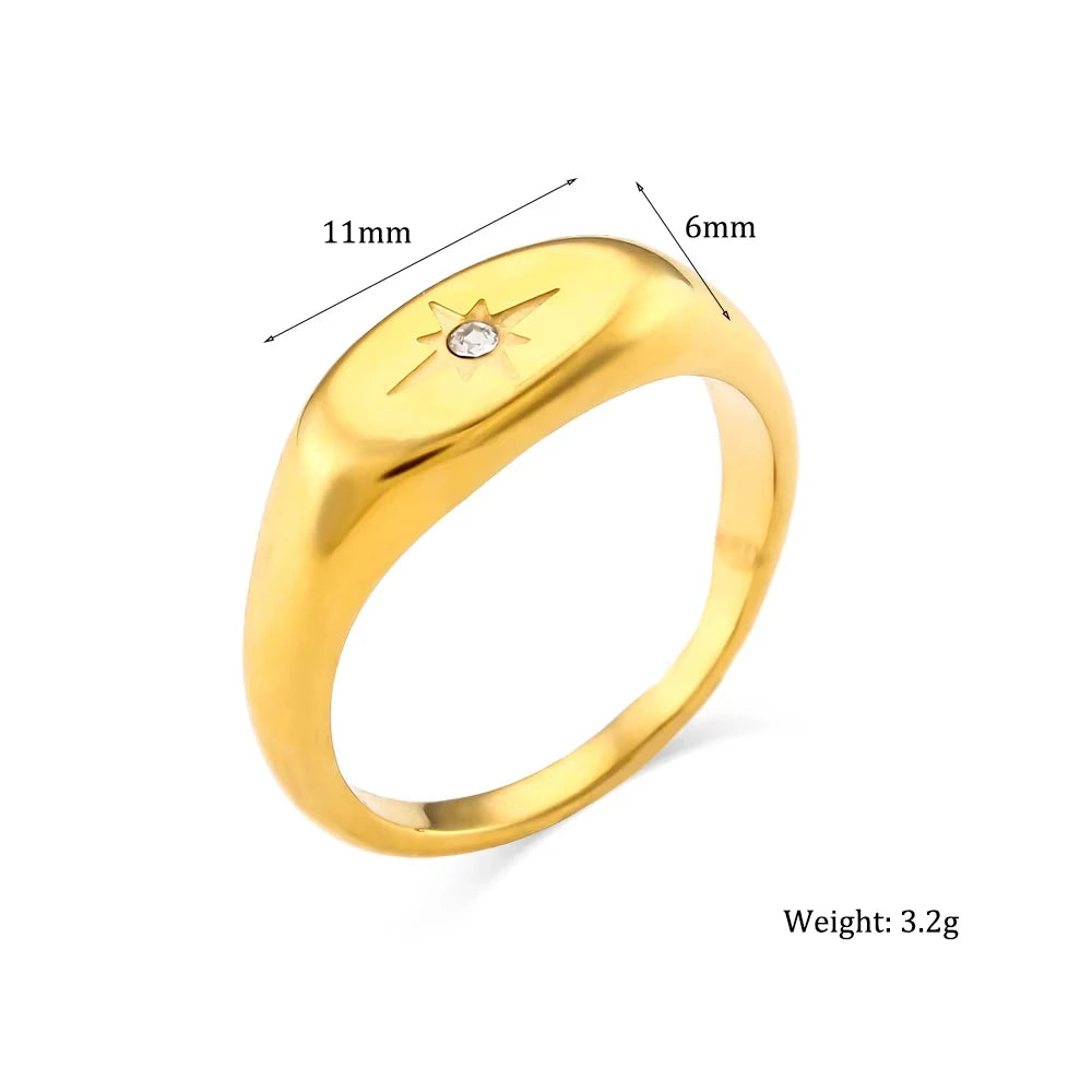 Sól 18K Gold North Star Signet Ring