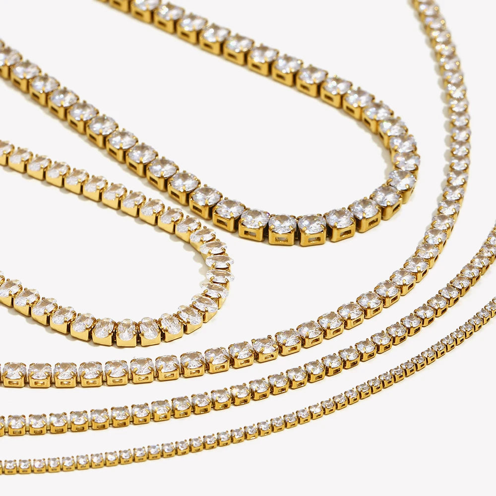 18K Gold & Silver Plated Tennis Necklace