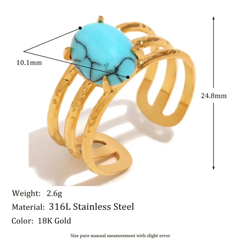 Turquoise Heart Open Ring