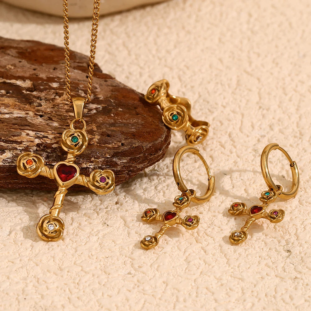 Airmid Rose & Cross Jewelry Set