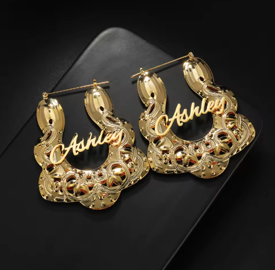 The Charis Collection — Custom Name Hoop Earrings