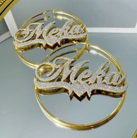 Harmonia Custom Name Pavé Hoop Earrings