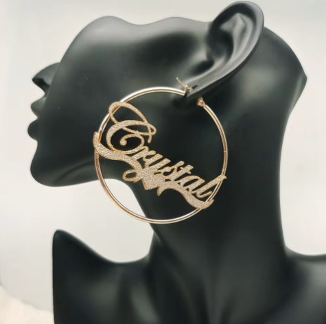 Harmonia Custom Name Pavé Hoop Earrings