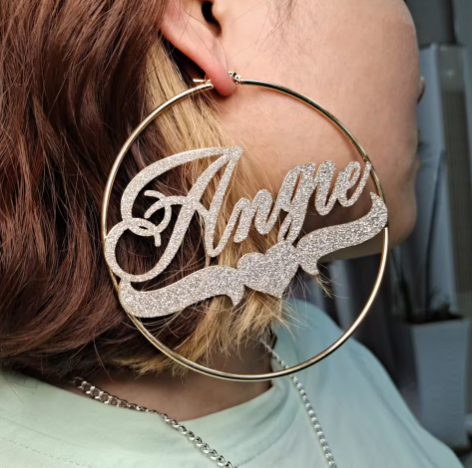 Harmonia Custom Name Pavé Hoop Earrings