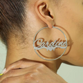 Harmonia Custom Name Pavé Hoop Earrings