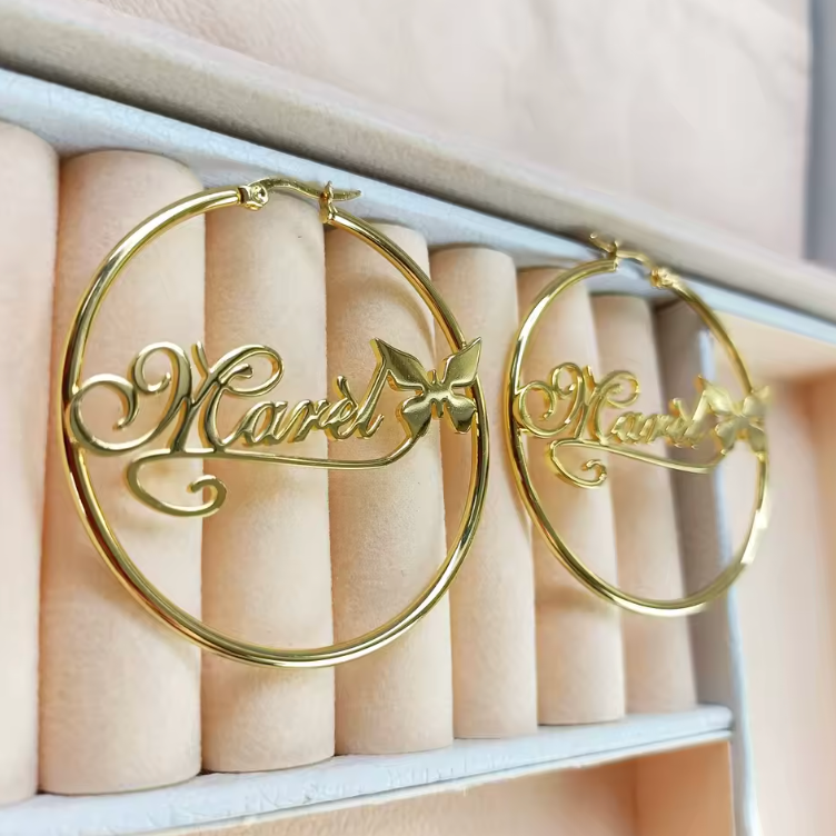 Psyche Custom Name Hoop Earrings