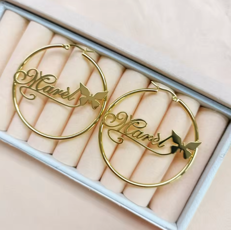 Psyche Custom Name Hoop Earrings