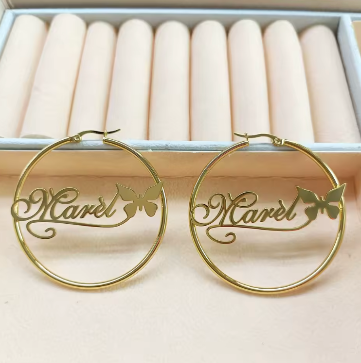 Psyche Custom Name Hoop Earrings