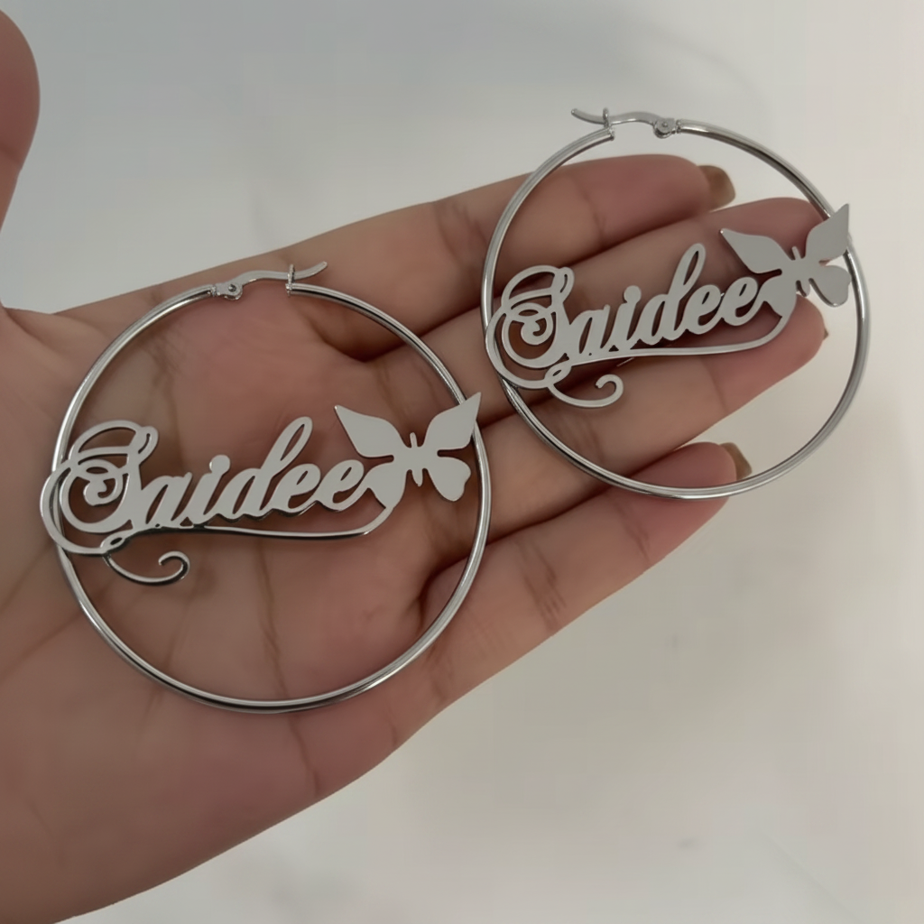 Psyche Custom Name Hoop Earrings