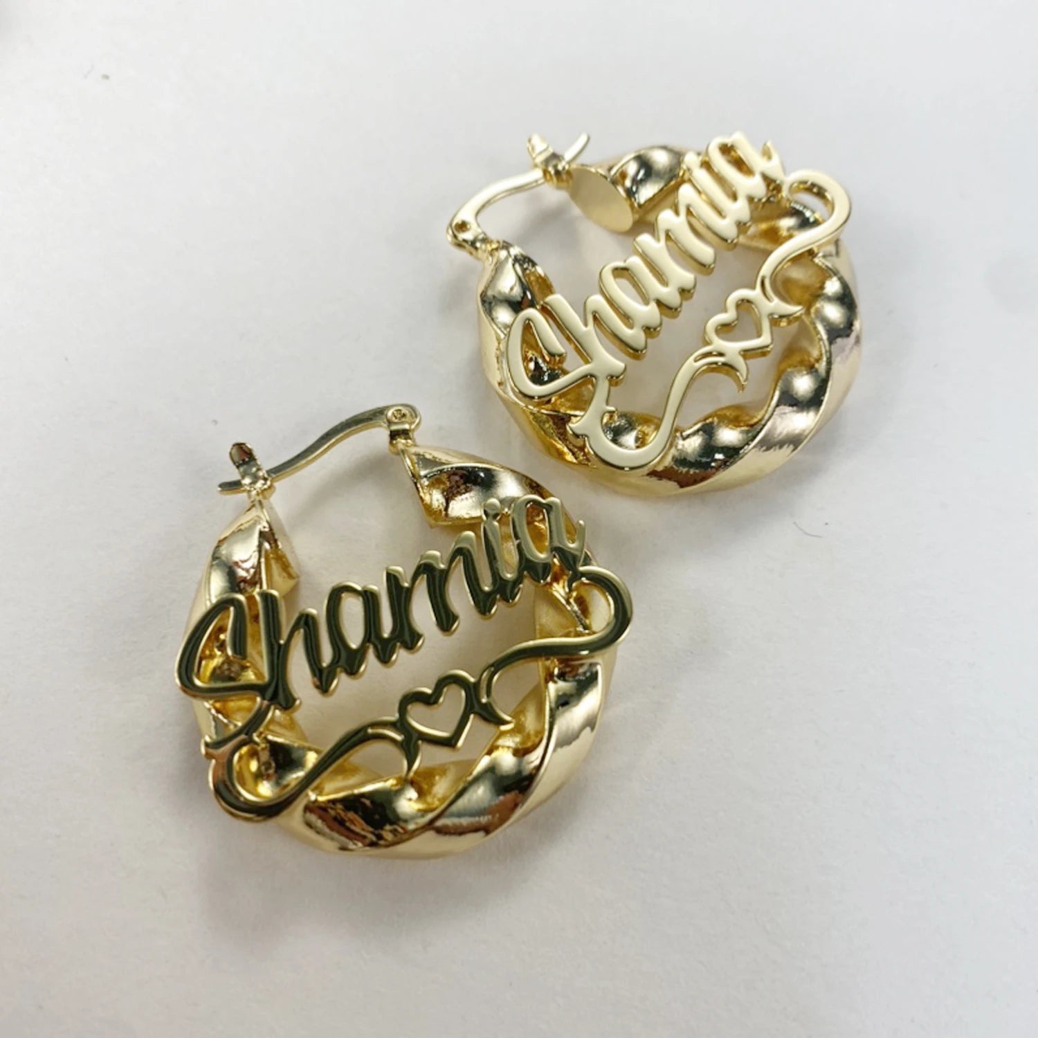 Hebe Kids Custom Name Heart Hoops