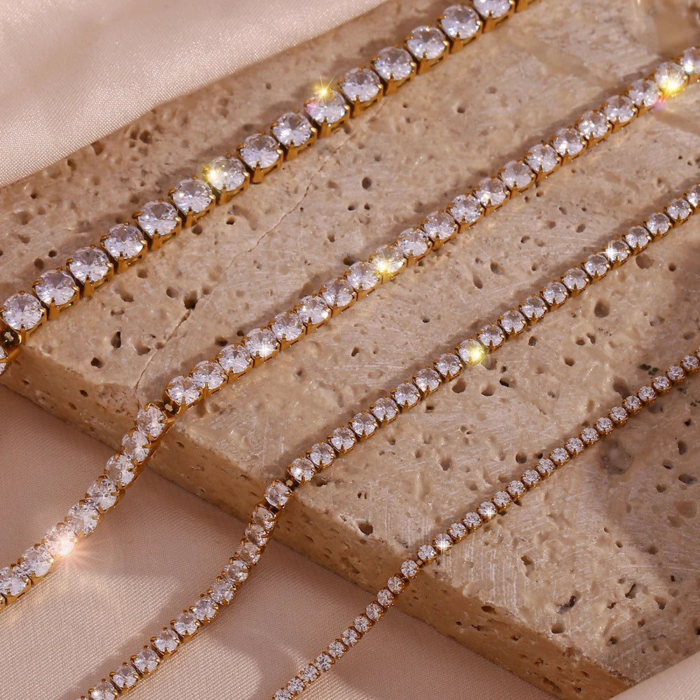 18K Gold & Silver Plated Tennis Necklace