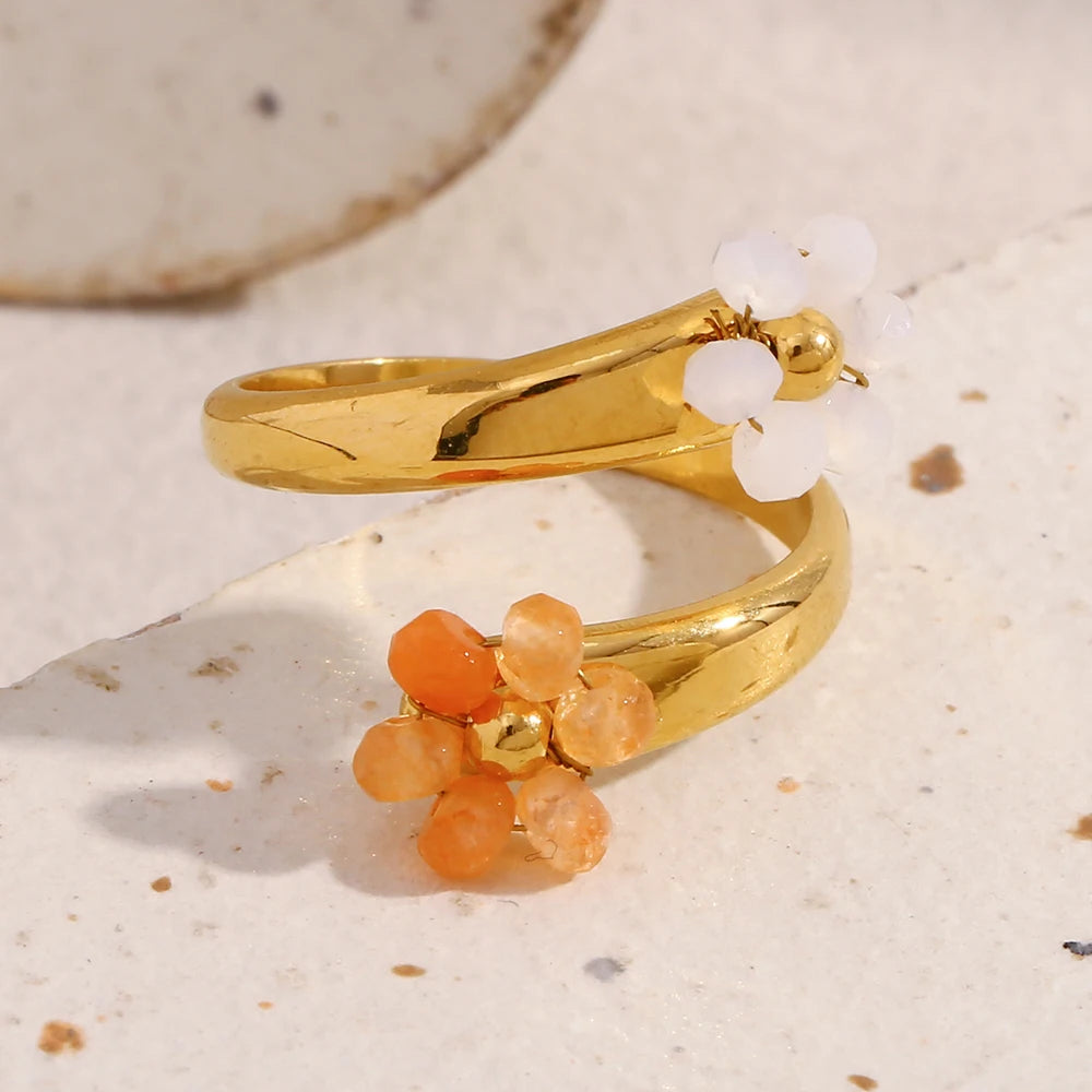 Áine Two Flower Opening Ring
