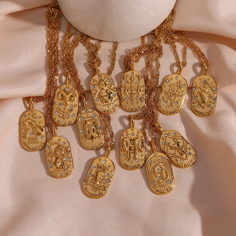 Freyja 18K Gold Plated Zodiac Pendant Necklace