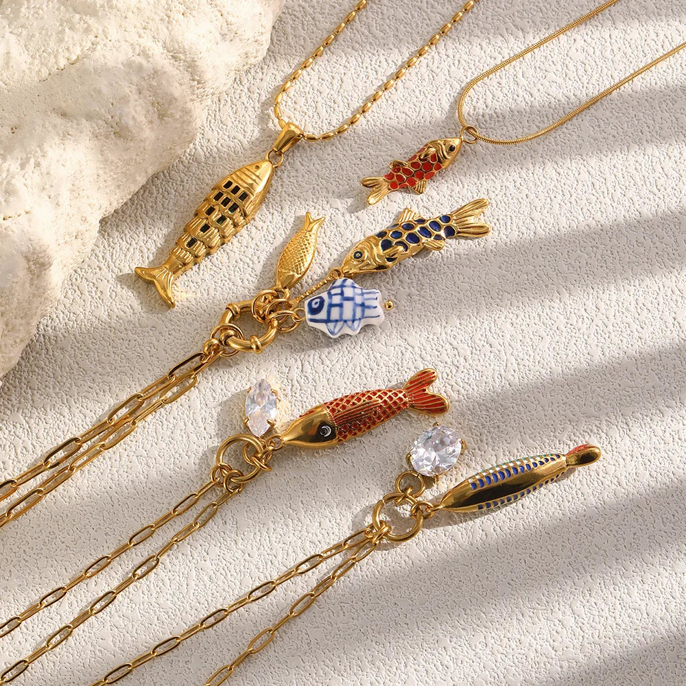 Mykonos 18K Gold Plated Fish Pendants