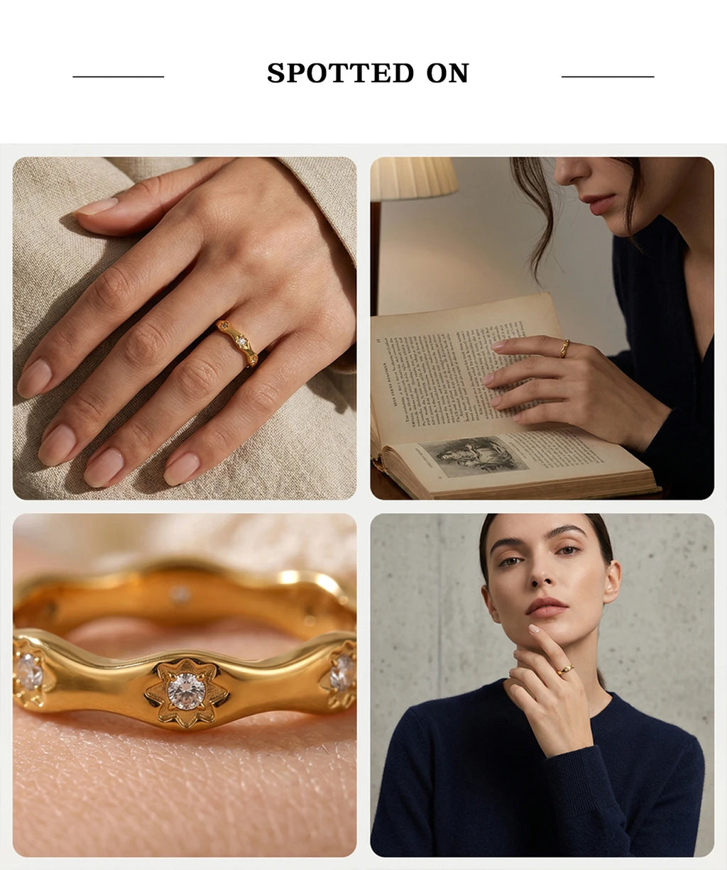 Clíodhna Rhinestone Star Wave Ring