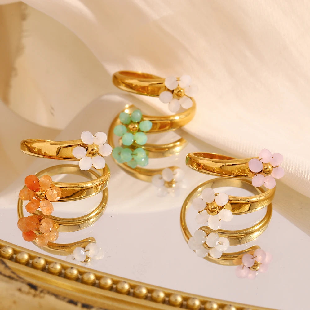Áine Two Flower Opening Ring