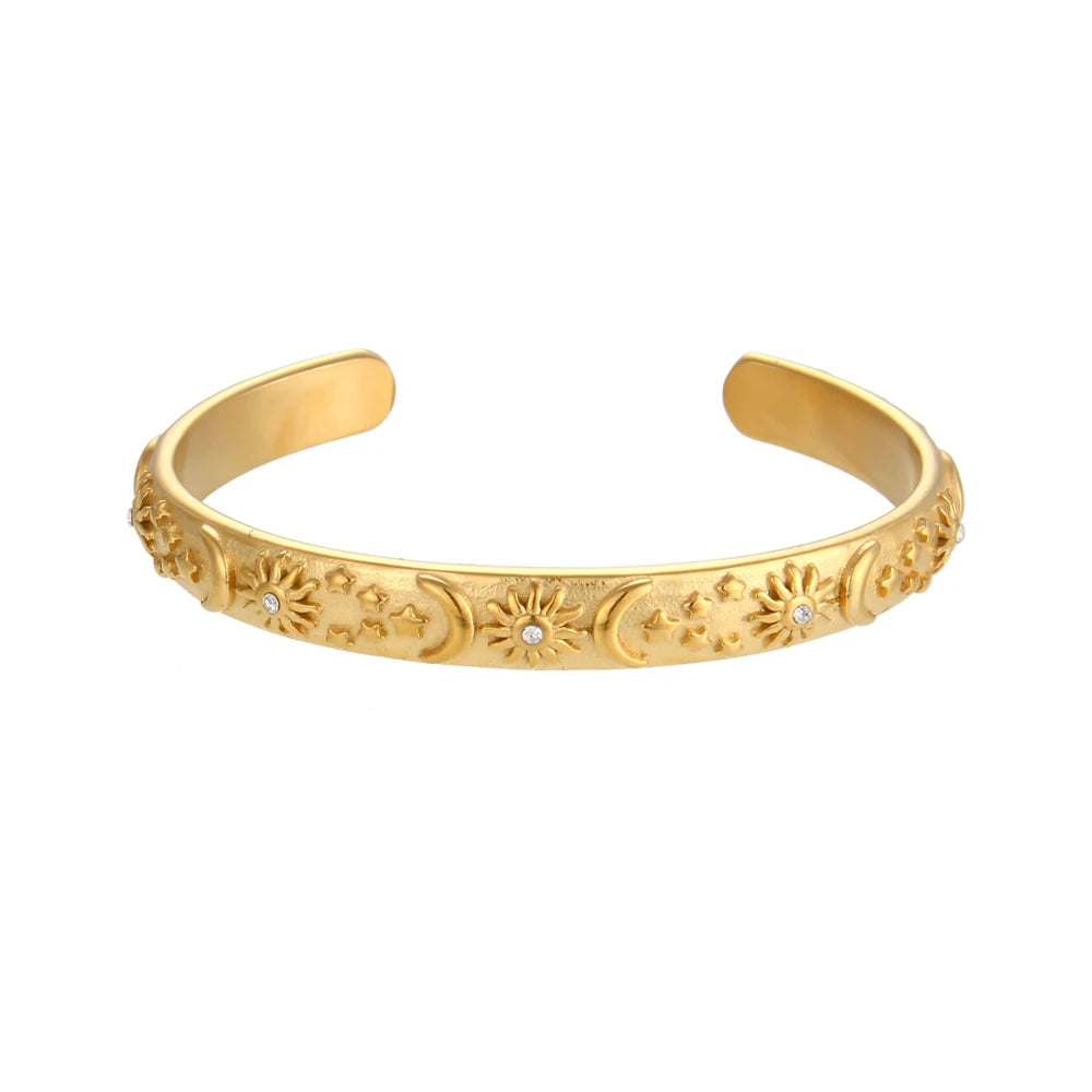Sun, Stars, Moon 18K Gold Jewelry Set