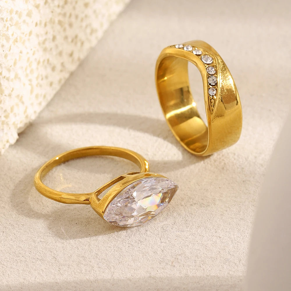 18K Gold Plated Double Layer Horse Eye Ring