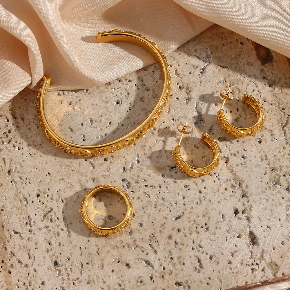 Sun, Stars, Moon 18K Gold Jewelry Set