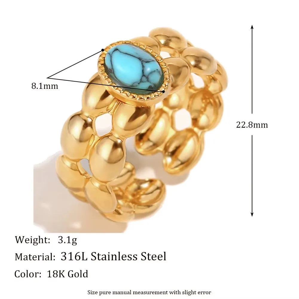 Turquoise Heart Open Ring