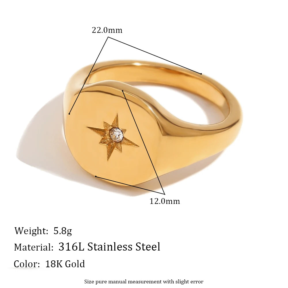Sól 18K Gold North Star Signet Ring
